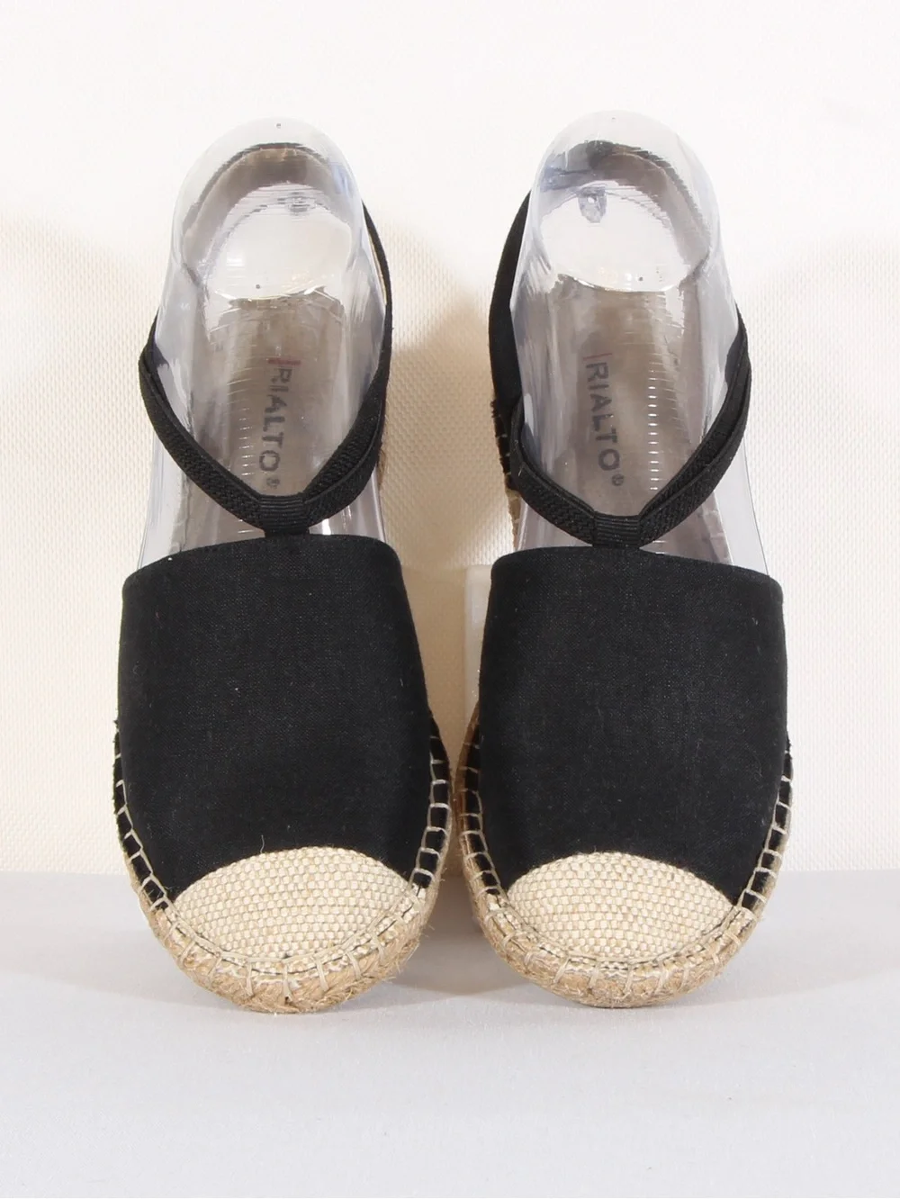 Rialto Black Espadrille Slingback Wedges with Natural Toe Cap NWOT